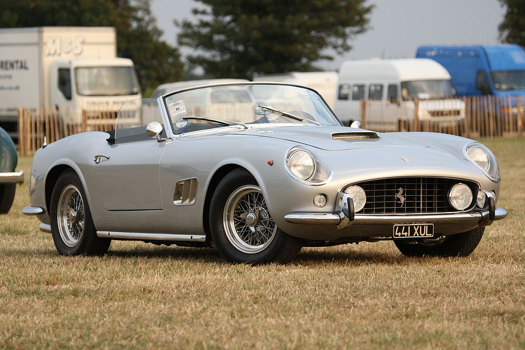 Ferrari 250 GT SWB California Spyder car on display at an exhibition