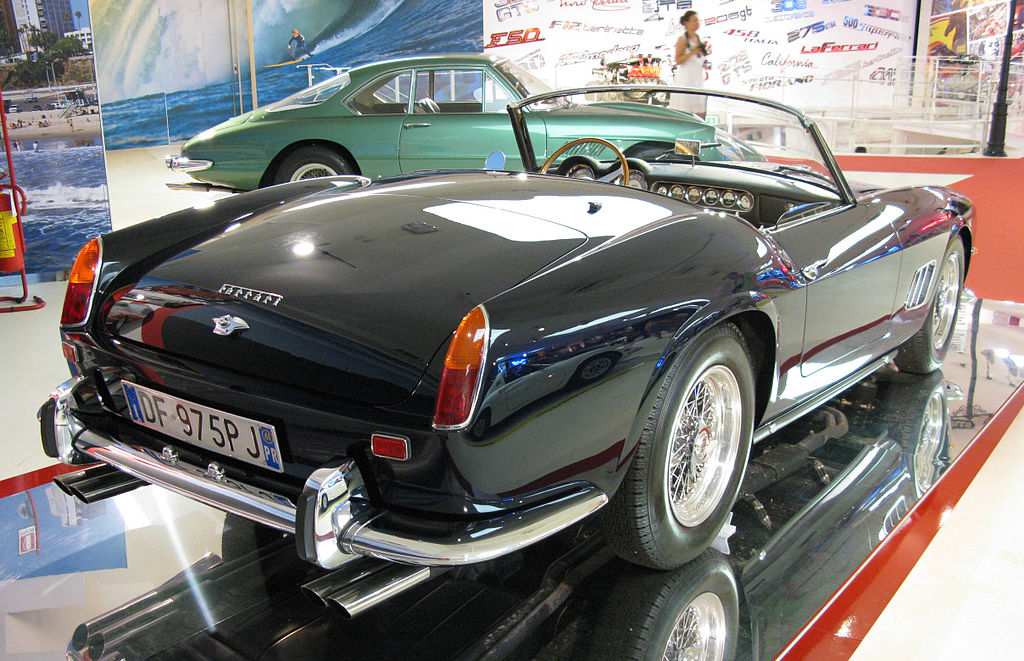Ferrari 250 GT SWB California Spyder car on display at an exhibition