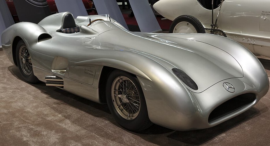 Mercedes-Benz W 196 R Stromlinienwagen car on display at an exhibition