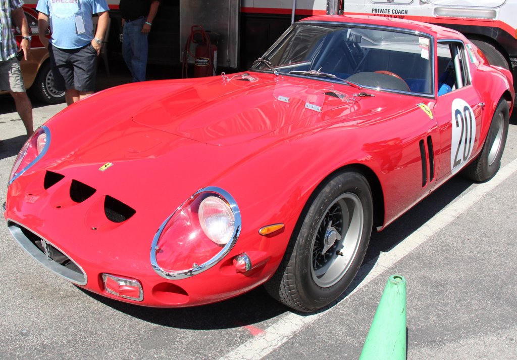 Ferrari 330 LM / 250 GTO car on display at an exhibition