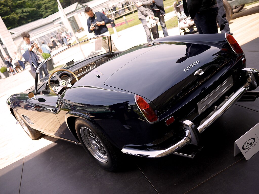1961 Ferrari 250 GT SWB California Spider a car on display at an exhibition