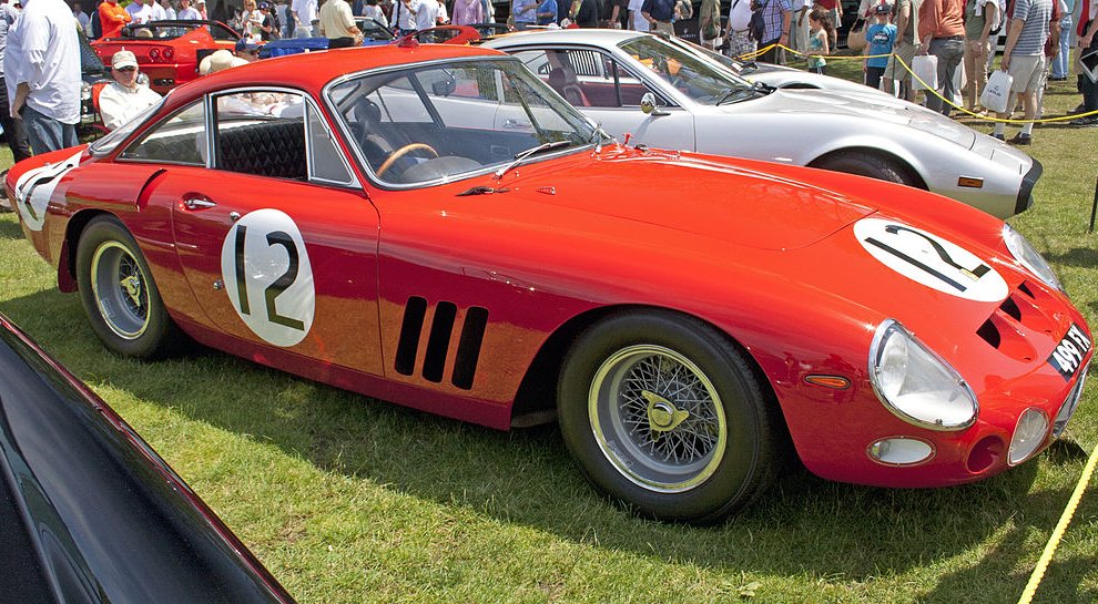 1962 Ferrari 330 LMB car on display at an exhibition