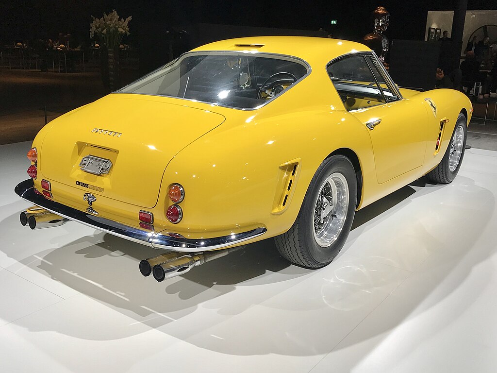 1960 Ferrari 250 GT SWB car on display at an exhibition