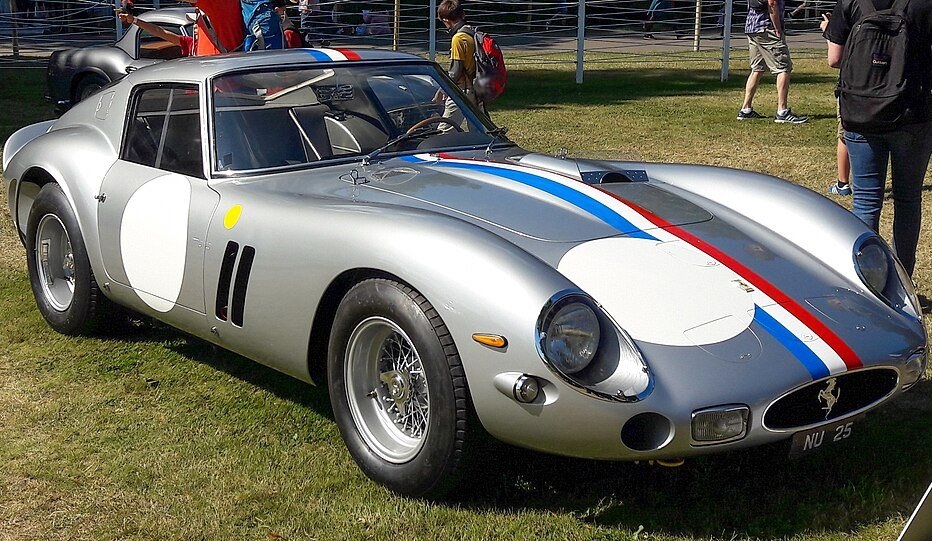 1963 Ferrari 250 GTO car on display at an exhibition