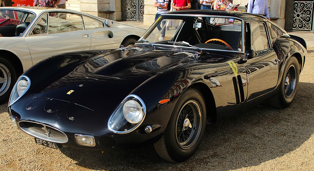 1963 Ferrari 250 GTO car on display at an exhibition