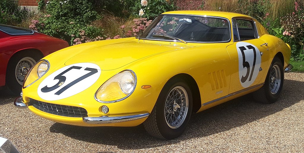1966 Ferrari 275 GTB Competizione car on display at an exhibition