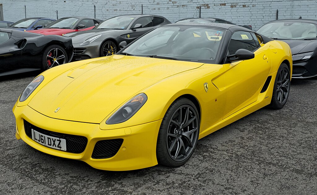 2011 Ferrari 599 SA Aperta car on display at an exhibition