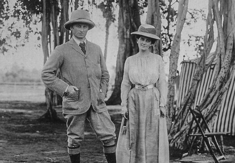 George Curzon With His Wife Posing With A Hunted Bengal Tiger, 1903