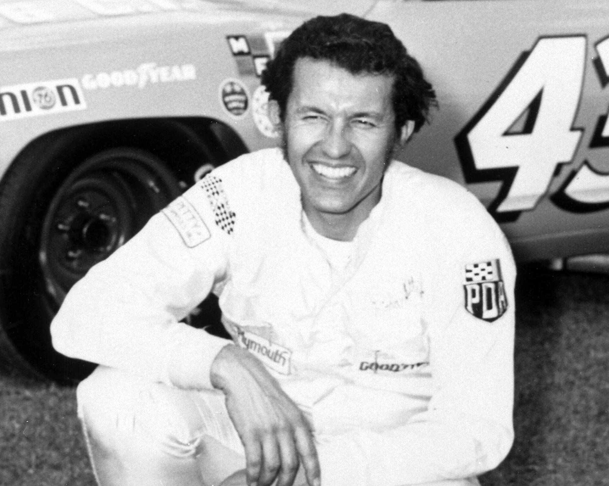 Grayscale Portrait Photo of American stock car racing Richard Petty