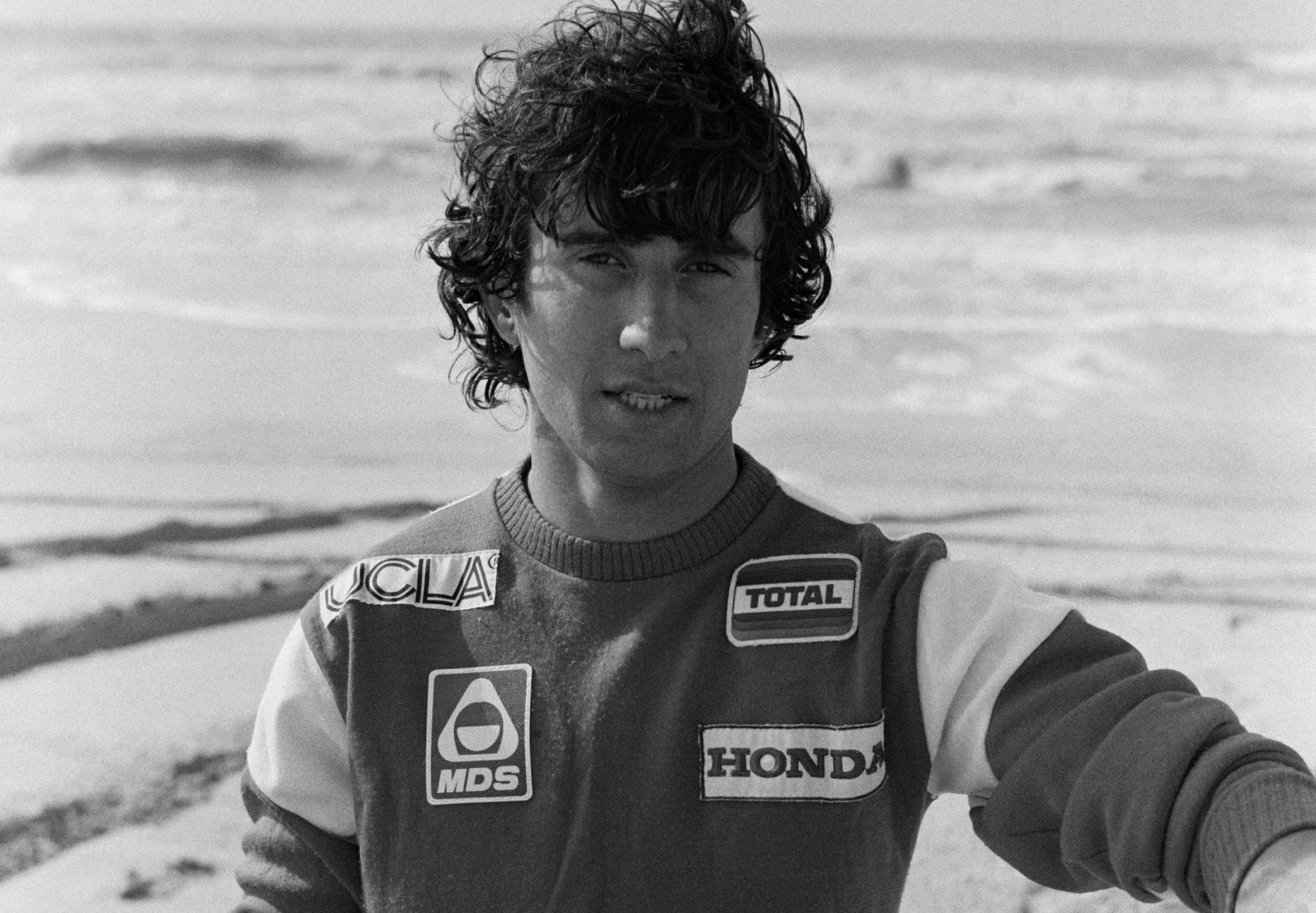 Cyril Neveu, winner of the motorcycle category on a beach in Dakar