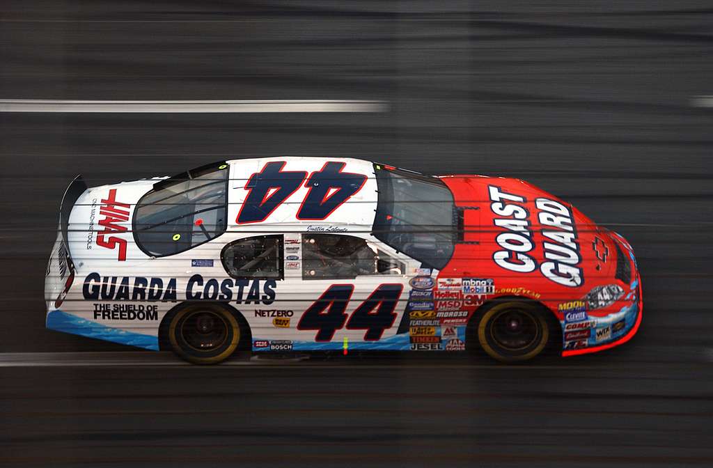 Justin Labonte races at 200 mile-per-hour plus speeds in the Coast Guard #44 car