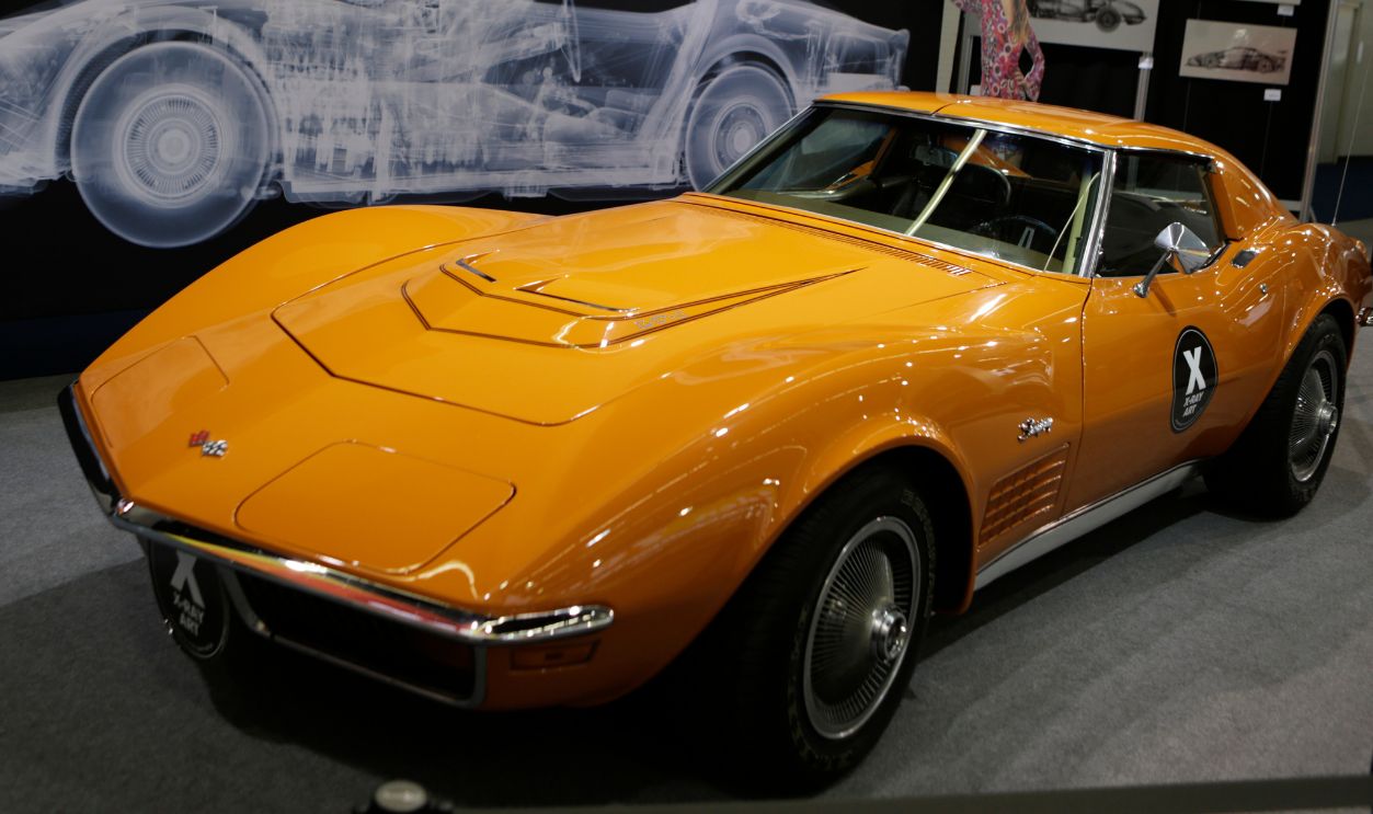 MESSE FRANKFURT, FRANKFURT, HESSE, GERMANY - 2017/09/15: A 1972 Chevrolet Corvette Stingray is presented in the special exhibition The Wild 70s. The 67. Internationale Automobil-Ausstellung (IAA in Frankfurt is with over 1000 exhibitors one of the largest Motor Shows in the world. The show will open for the general public from the 16th until the 24th September.