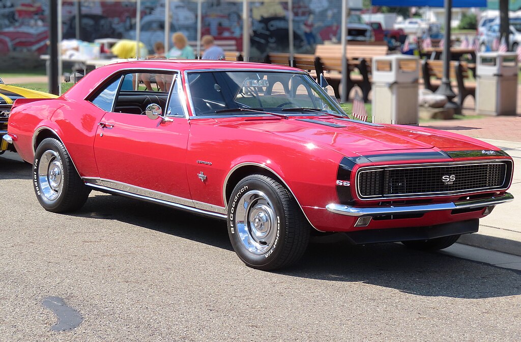 A close-up photo of a Chevrolet Camaro car parked in a parking lot