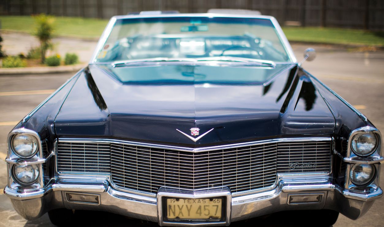 Bill Golasinski's 1965 Cadillac deVille convertible with original tags. Friday, May 23, 2014, in Houston. ( Marie D. De Jesus / Houston Chronicle )