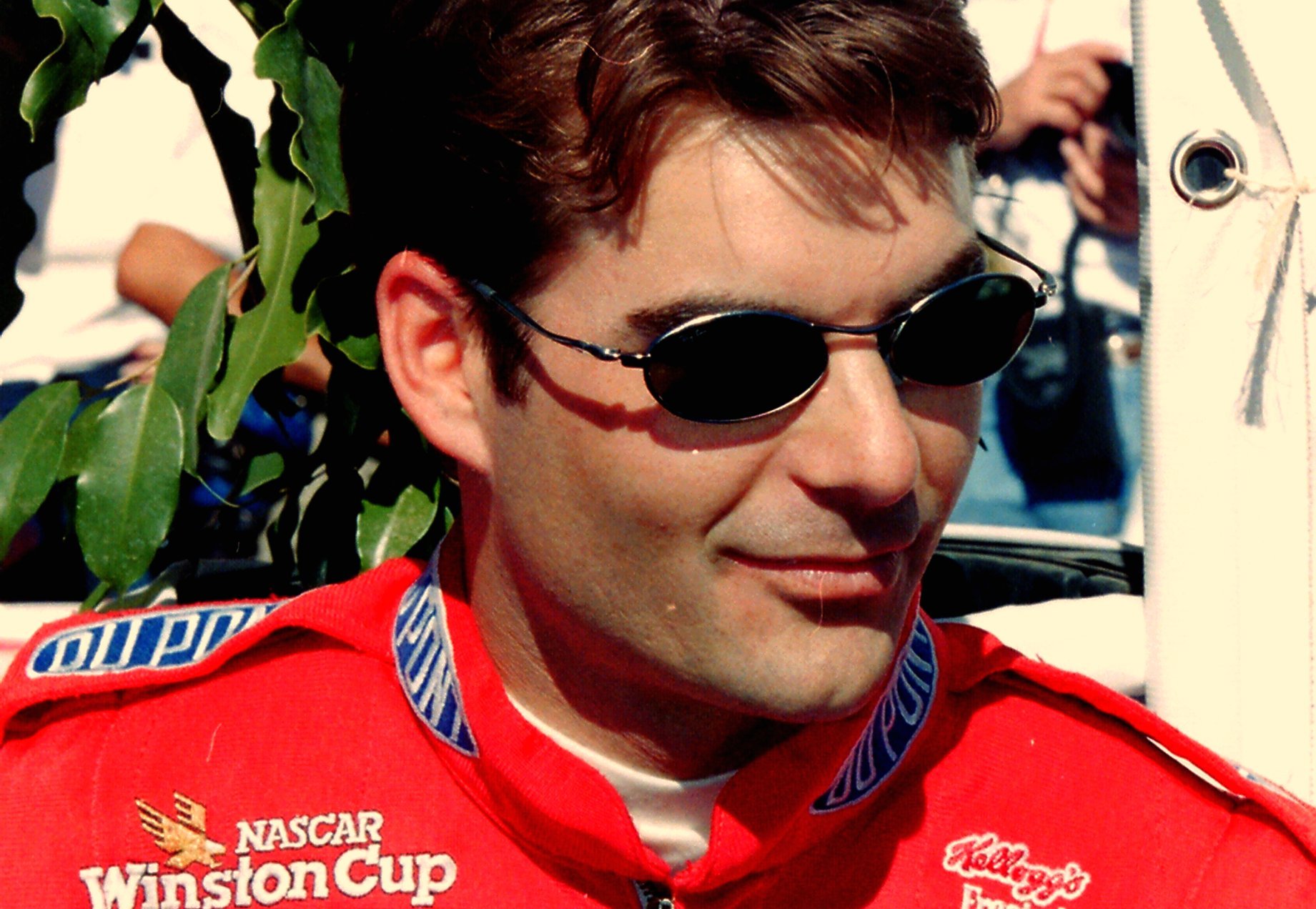 Jeff Gordon wearing a pair of sunglasses