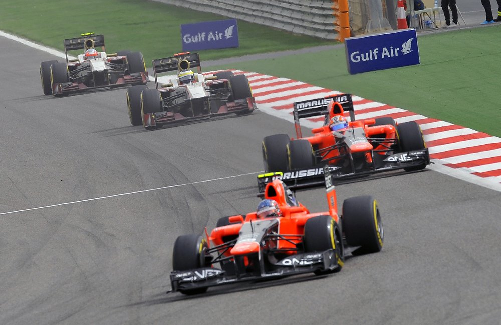 Marussia duo (Charles Pic and Timo Glock) and HRT duo (Pedro de la Rosa and Narain Karthikeyan)