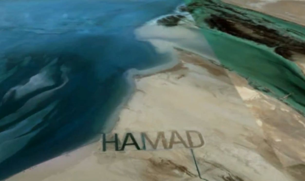 “Hamad” in the sand dunes of an island he owns