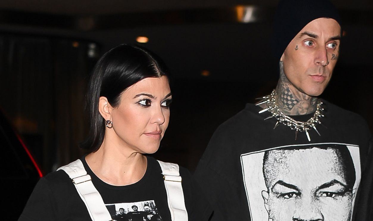 Travis Barker and Kourtney Kardashian are seen in Manhattan on May 19, 2023 in New York City