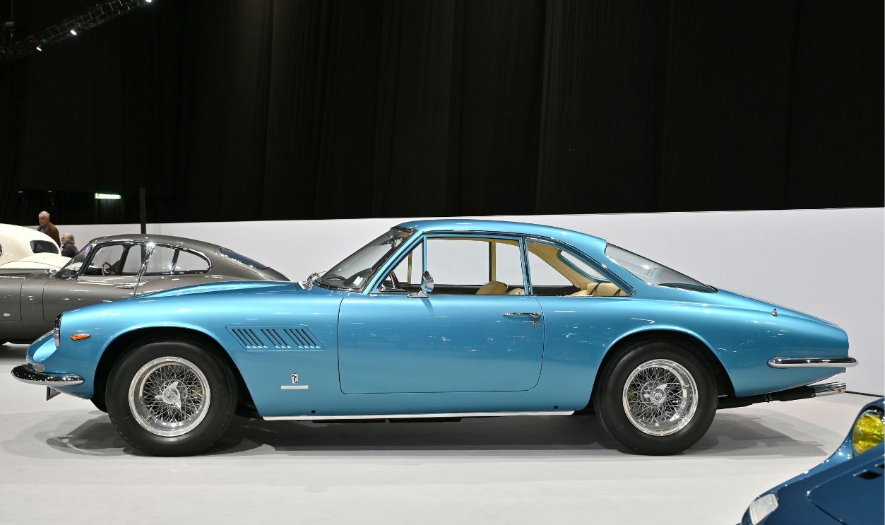 A blue 1964 Ferrari 500 Superfast vintage car is displayed in the Classics Gallery during the Geneva Motor Show 2024 at Palexpo on February 26, 2024 in Geneva, Switzerland. Celebrating the 100th anniversary of GIMS as an international event, the “100 years of icons” exhibition features 40 truly iconic cars that made automotive history and the world stand up. The 2024 Geneva Motor Show opens today for the first time in five years. The event last took place in 2019 with the coronavirus pandemic forcing organisers to cancel the 2020 show just days before the show was due to open. This year’s Show will be a smaller affair with just four major manufacturers confirmed to attend.