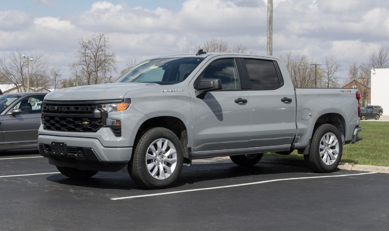 Used Chevrolet Silverado 1500 display. With cost concerns, Chevy is buying and selling preowned cars to meet demand.
