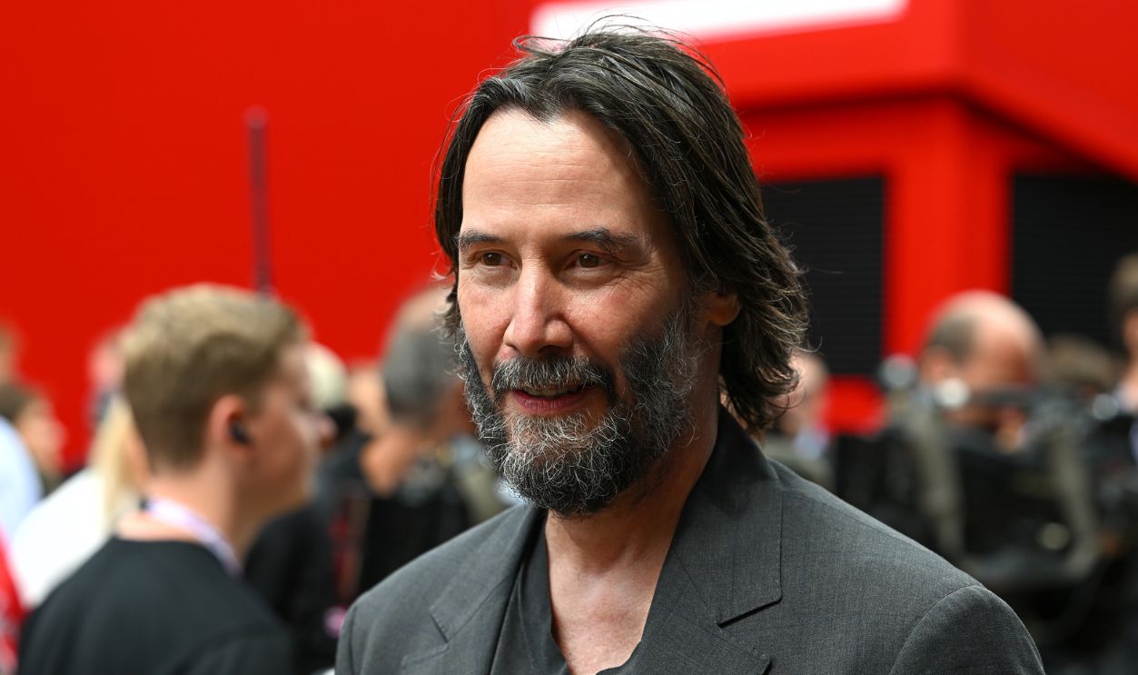 Canadian actor Keanu Reeves attends Free Practice 3 of the Formula 1 Qatar Airways British Grand Prix at the Silverstone Circuit in Towcester, England, on July 3, 2024.