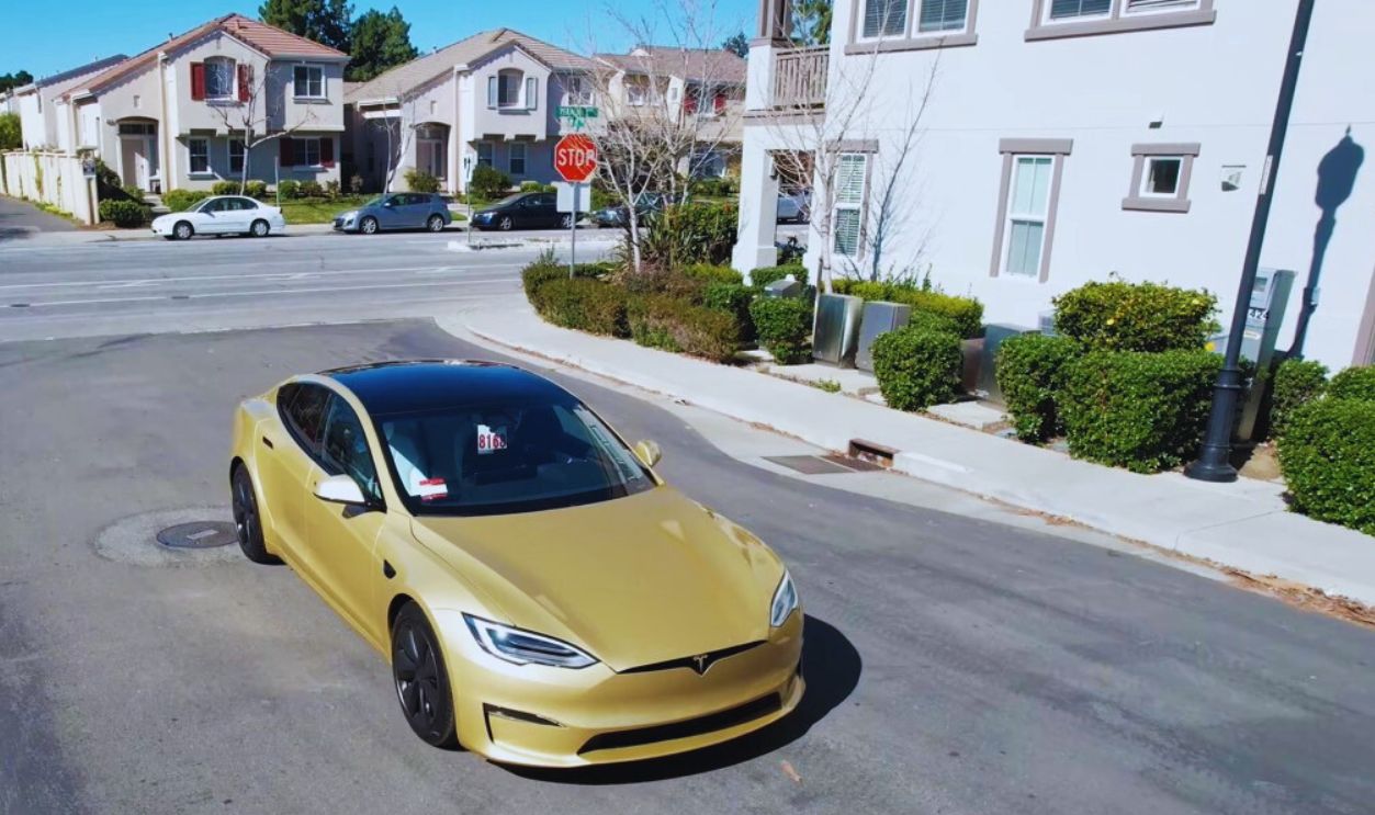 Gold Tesla Model S Plaid