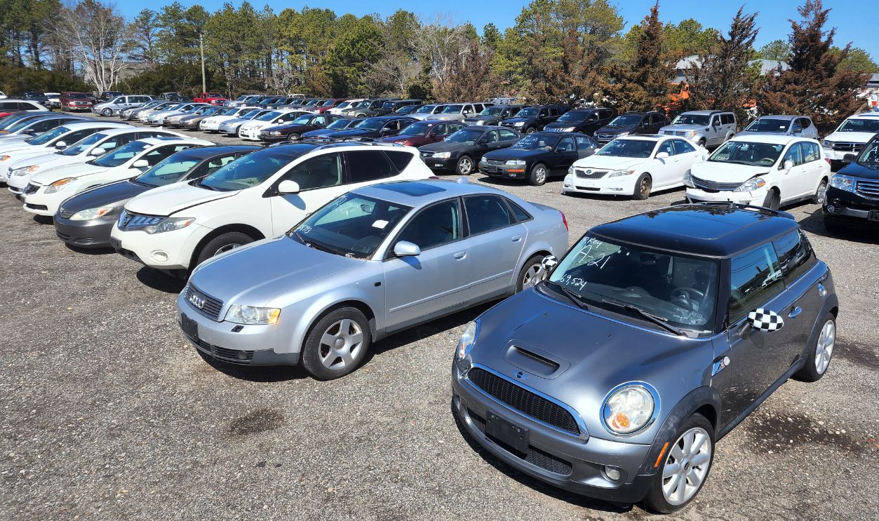  Vehicles that are up for auction are parked at the Suffolk County police impound yard in Westhampton, New York, on March 23, 2023.