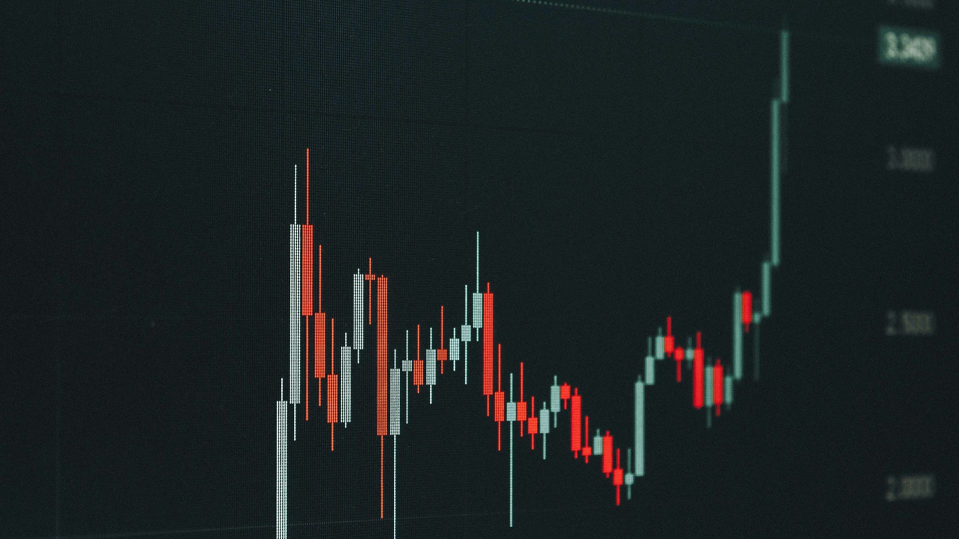 Stock market chart showing upward trend.