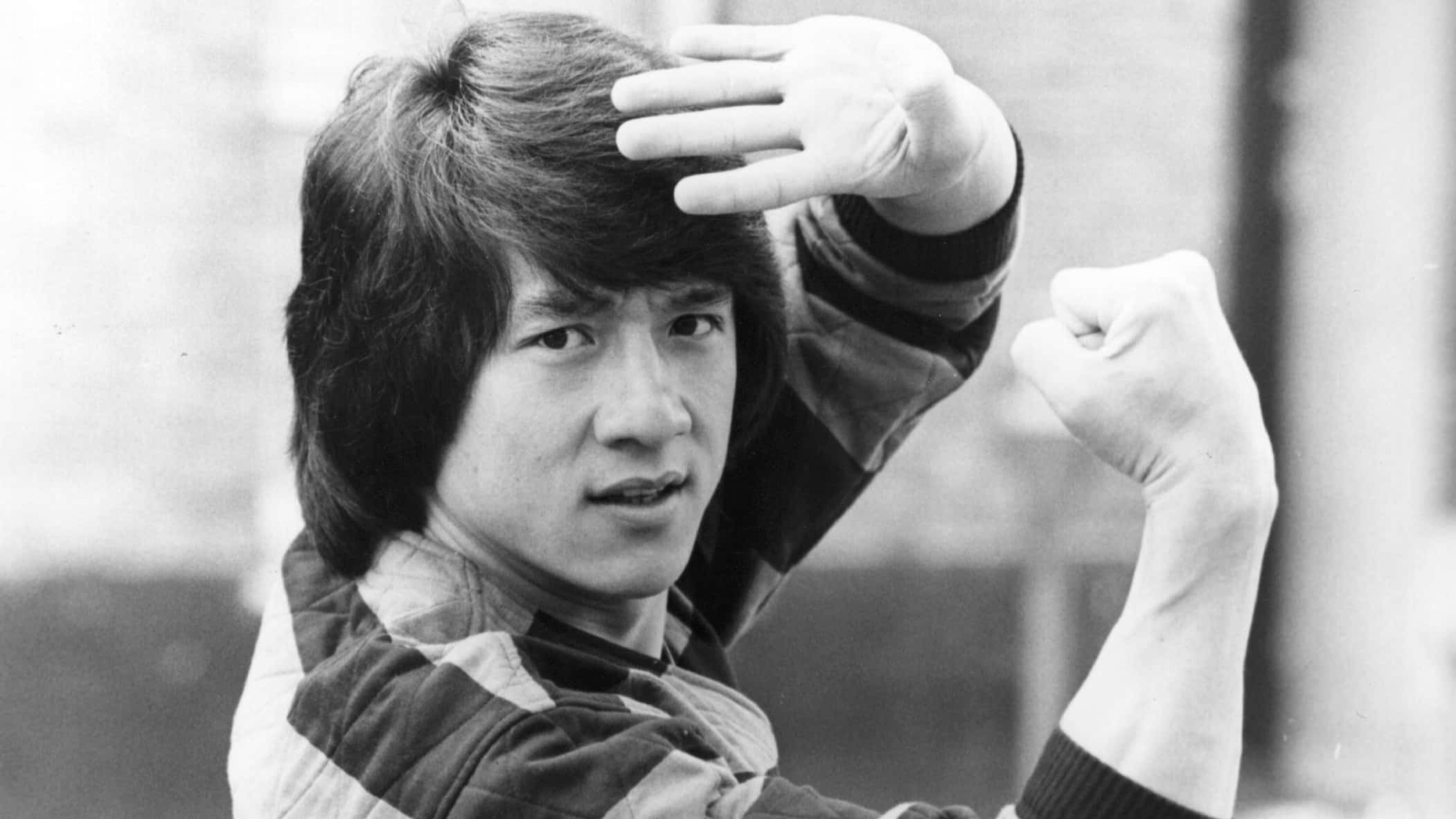 Jackie Chan, martial arts expert, in Britain to publicise his latest film the 'Big Brawl'.