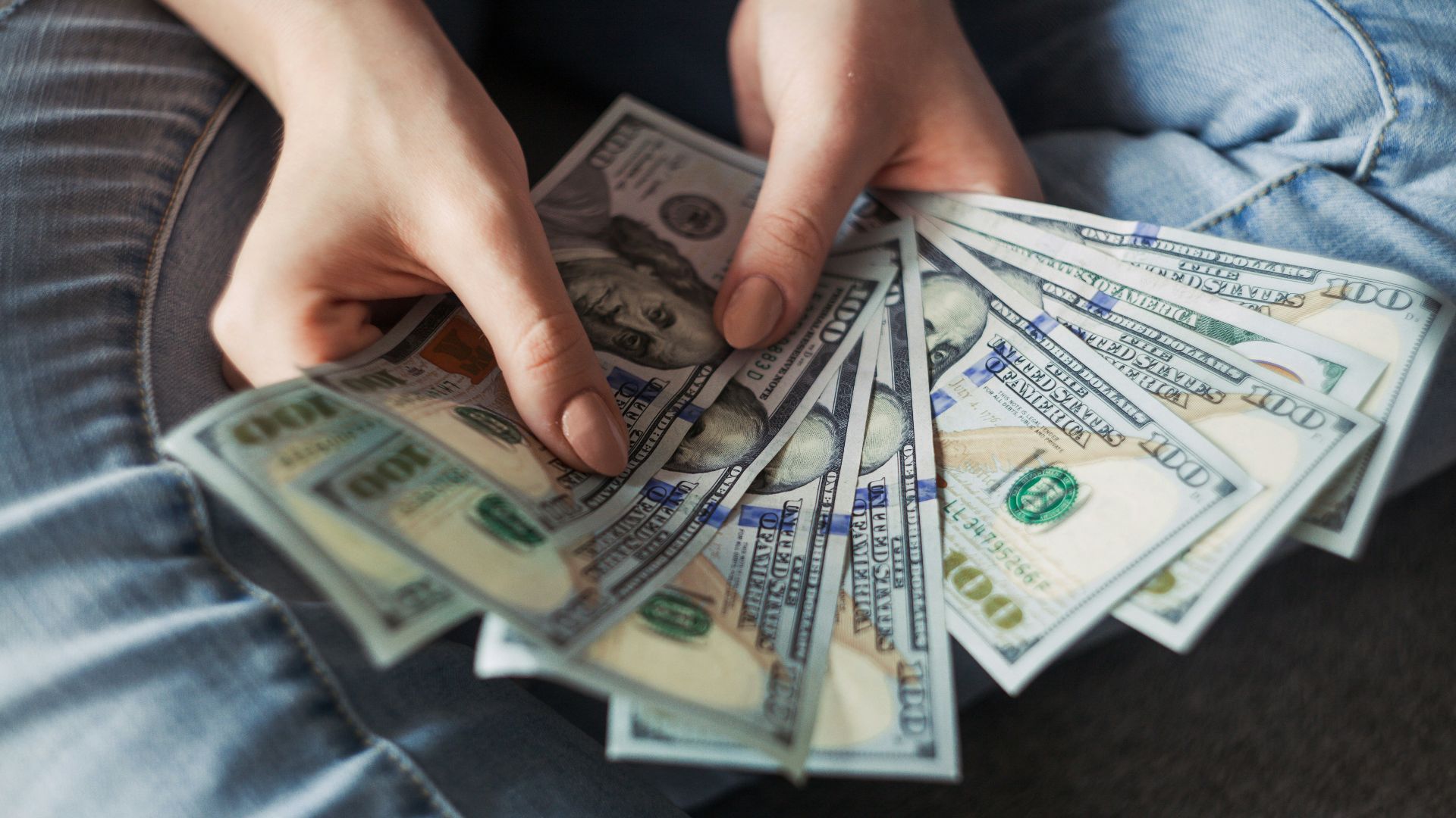 fan of 100 U.S. dollar banknotes