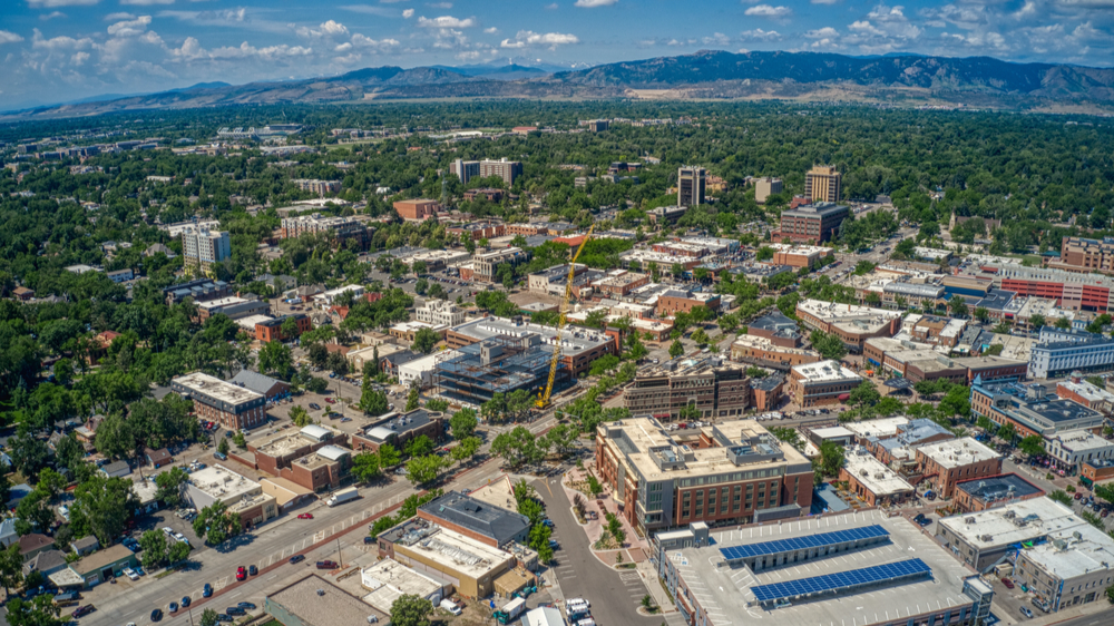 Aerial View of Fort Collins, Colorado during Summer
