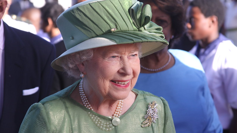 Portrait Photo of Queen Elizabeth II in green dress
