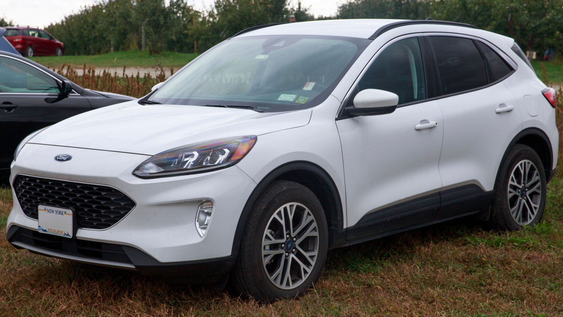 File:2021 Ford Escape Hybrid SEL AWD in Oxford White, front left.jpg