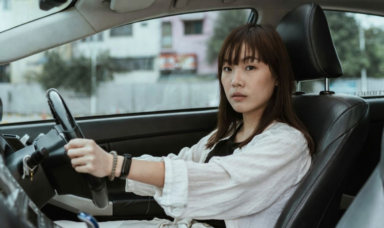 Woman driving a car