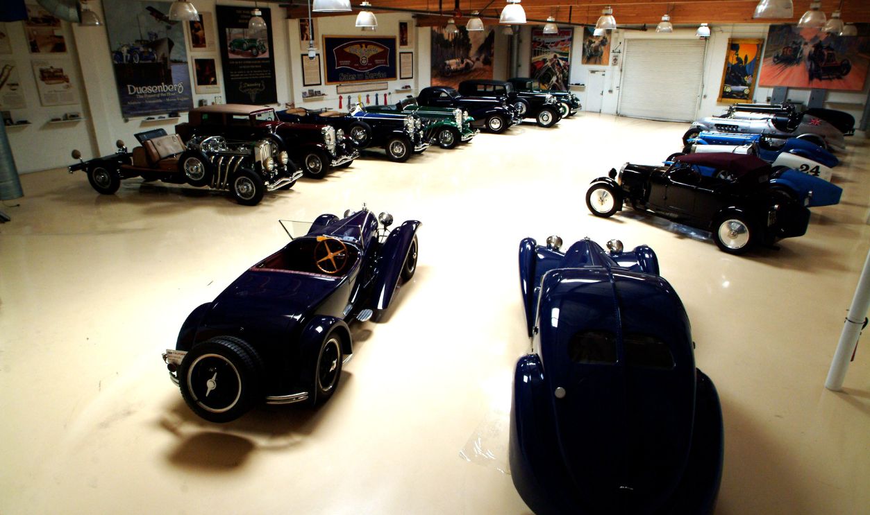 Getty Images - 985104134 - Jay Lenos collection of cars and motor cycles.