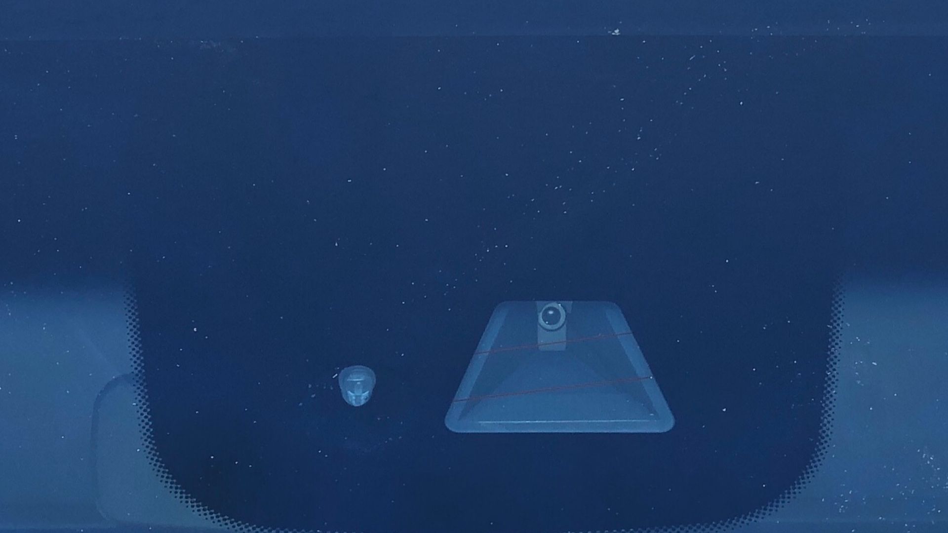 Brake assist camera on a windscreen.