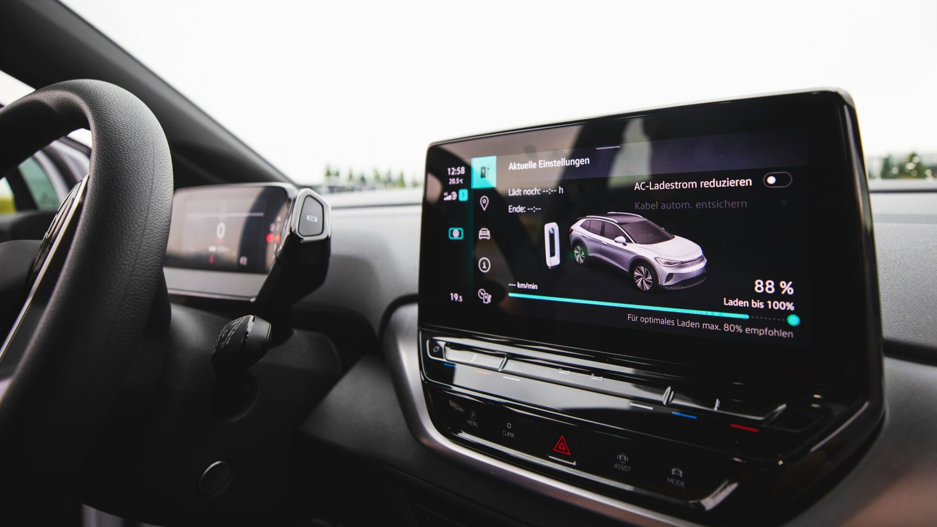 a car dashboard with a screen