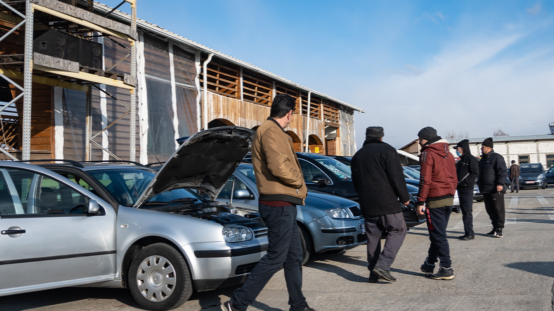 Many people are looking to buy a used car.Fair where used cars are sold. Romania, Craiova. January, 23, 2022