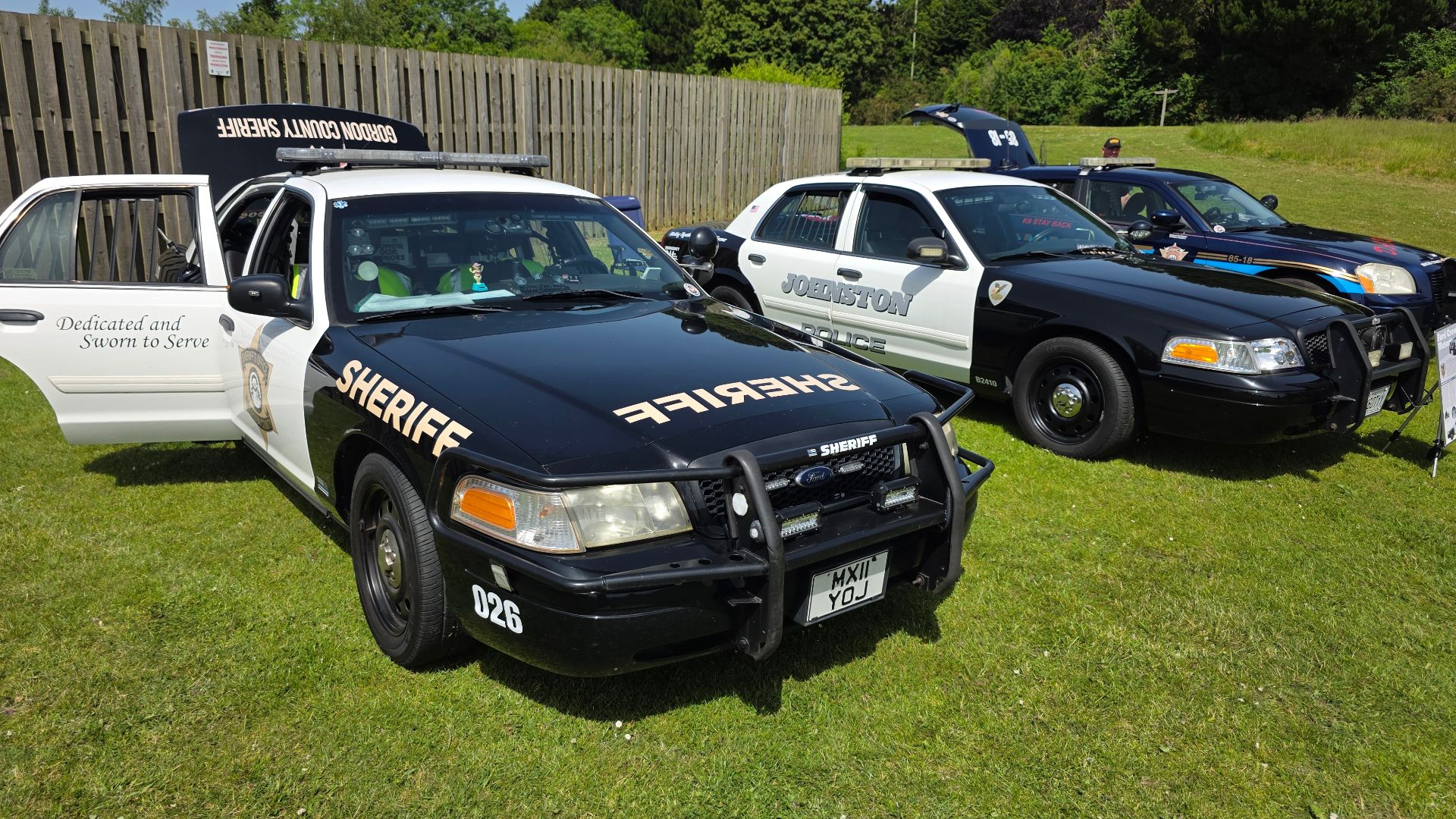 Emergency Services Day, held at Gang Warily Recreation Ground in Fawley, Hampshire, England: American police cars