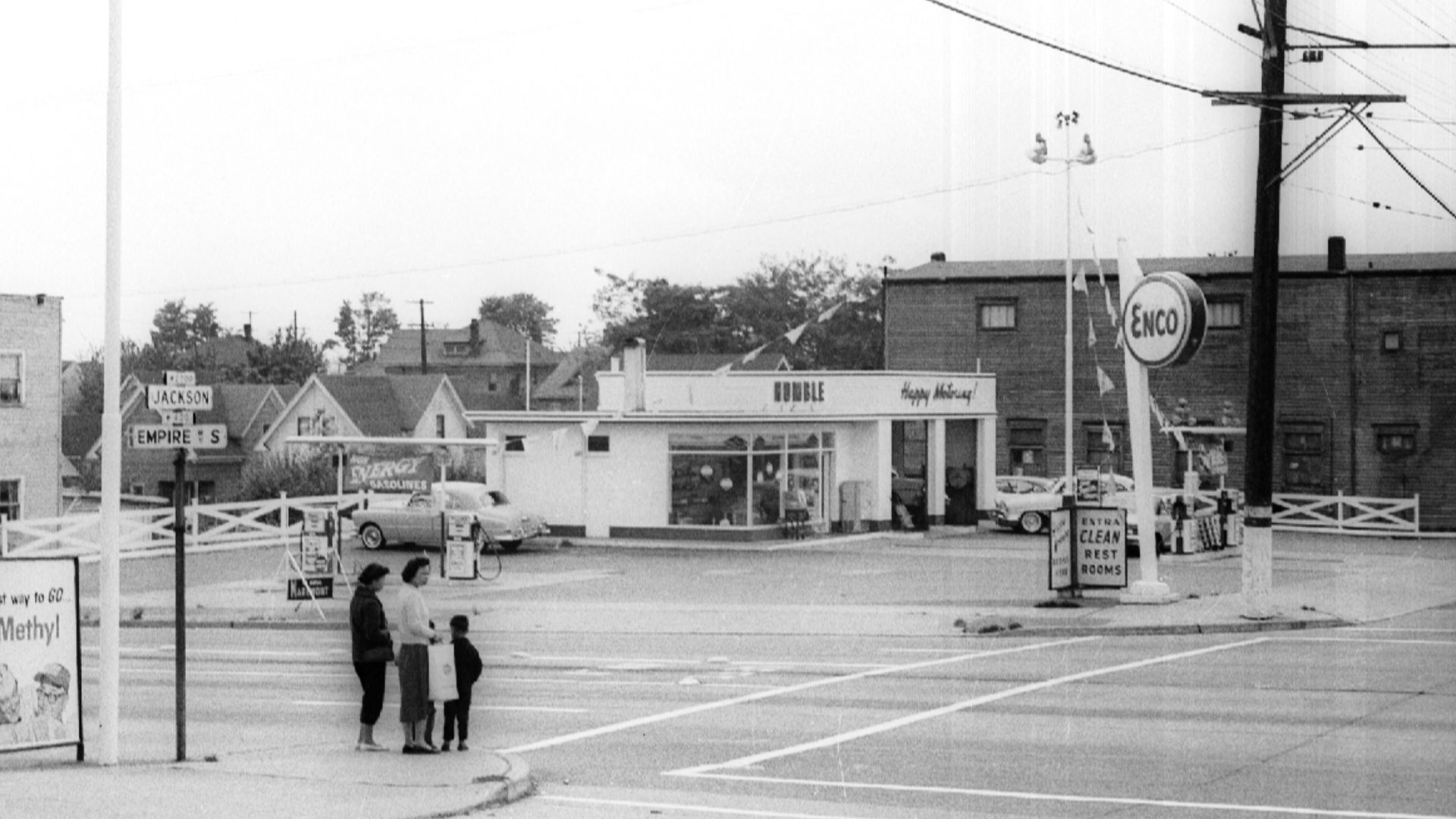 Pedestrians at Jackson St. and Empire Way (now Martin Luther King, Jr. Way), Seattle, Washington, 1961.