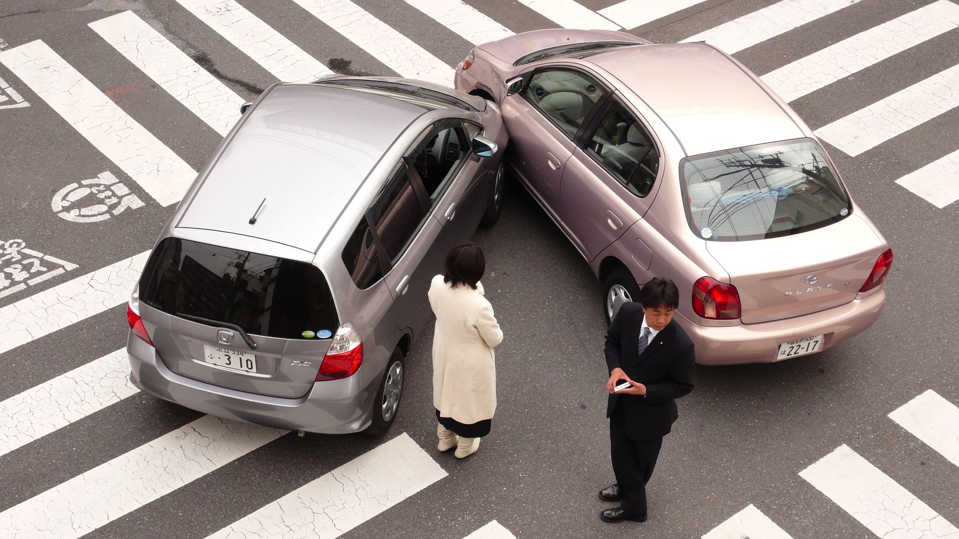 A car accident in Tokyo, Japan.