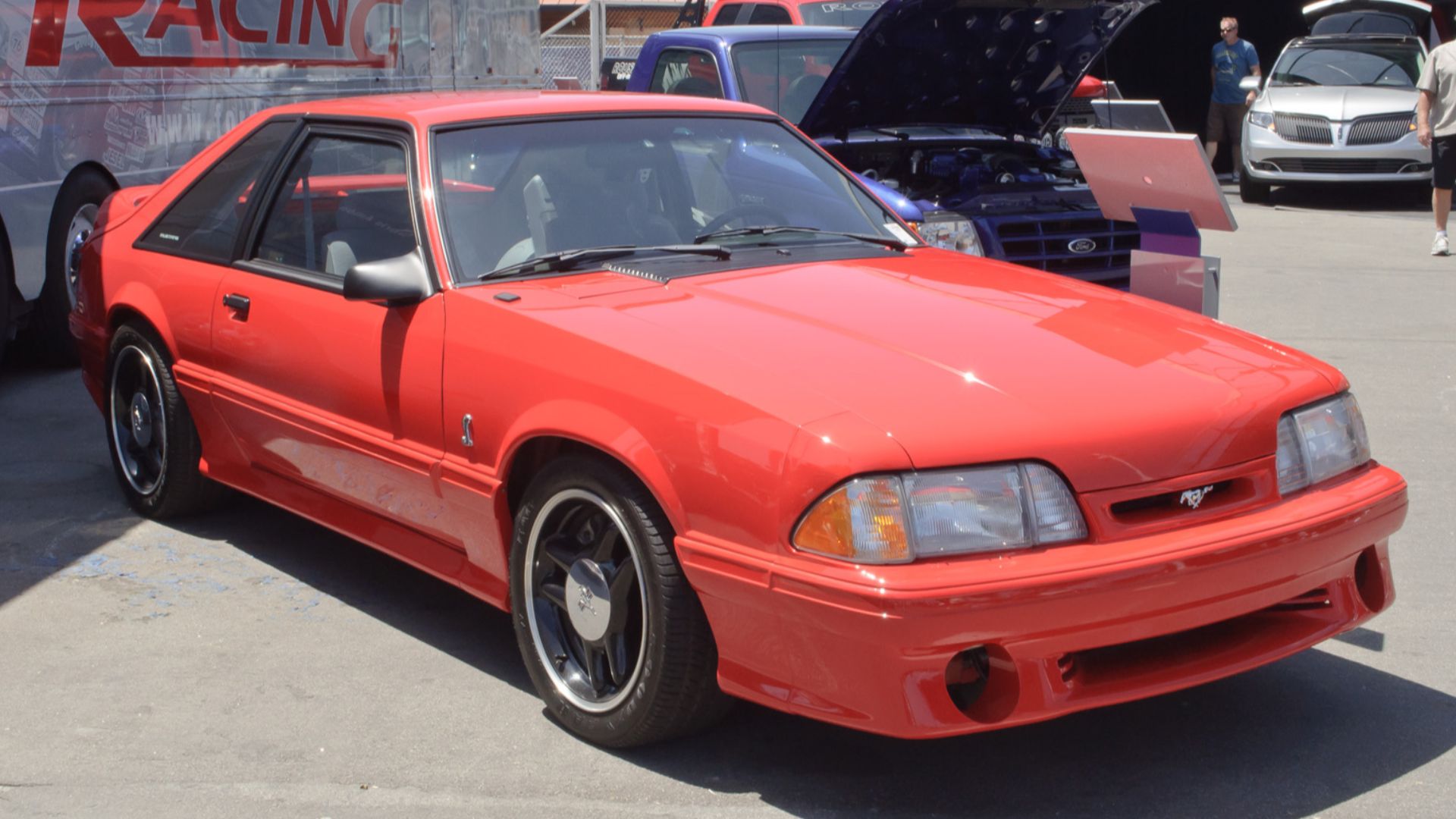 The Ford display at the Barrett-Jackson Auction.
Ford's Special Vehicle Team built a number of high-performance modified versions of Ford's volume models over the years.
The 1993 Cobra is one of the best known. It closed out the production of this particu