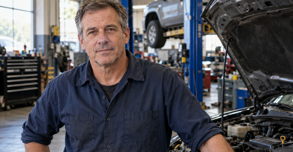Mechanic in garage