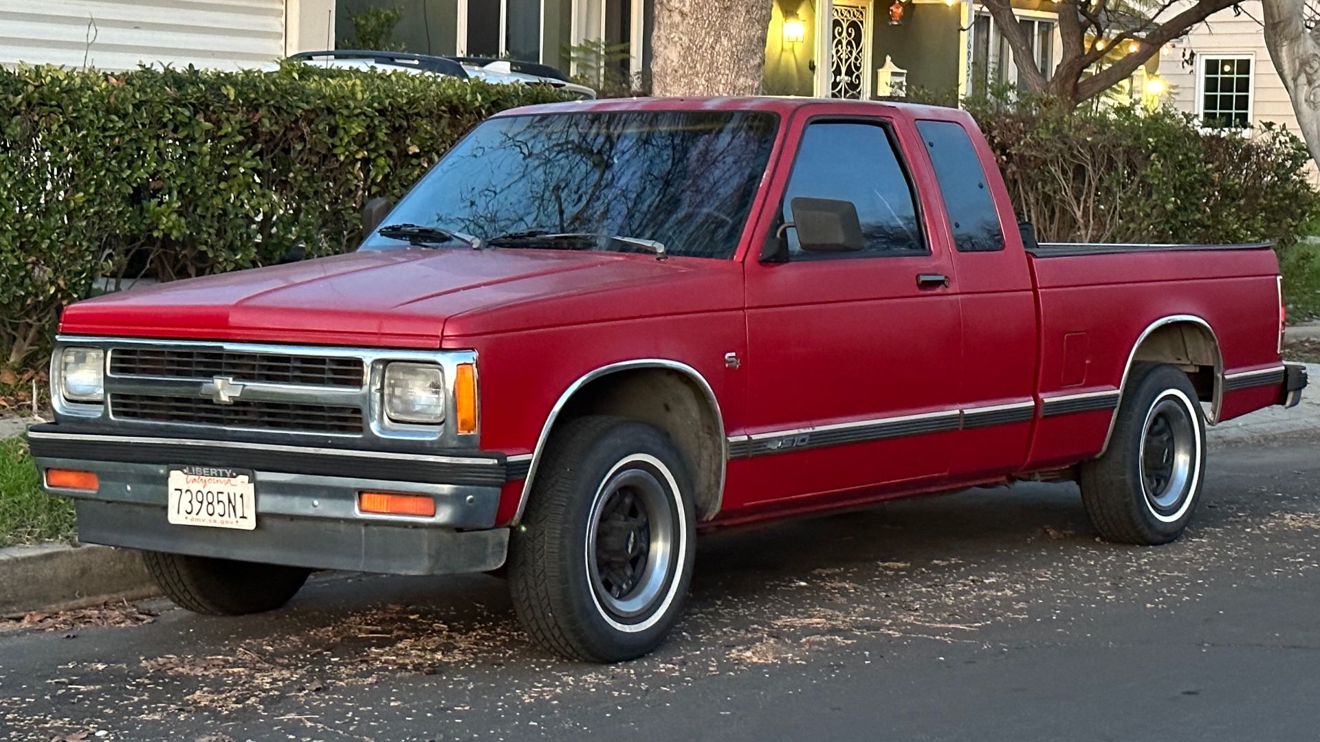 A red 1981–1993 Chevrolet S-10, unknown trim level.
