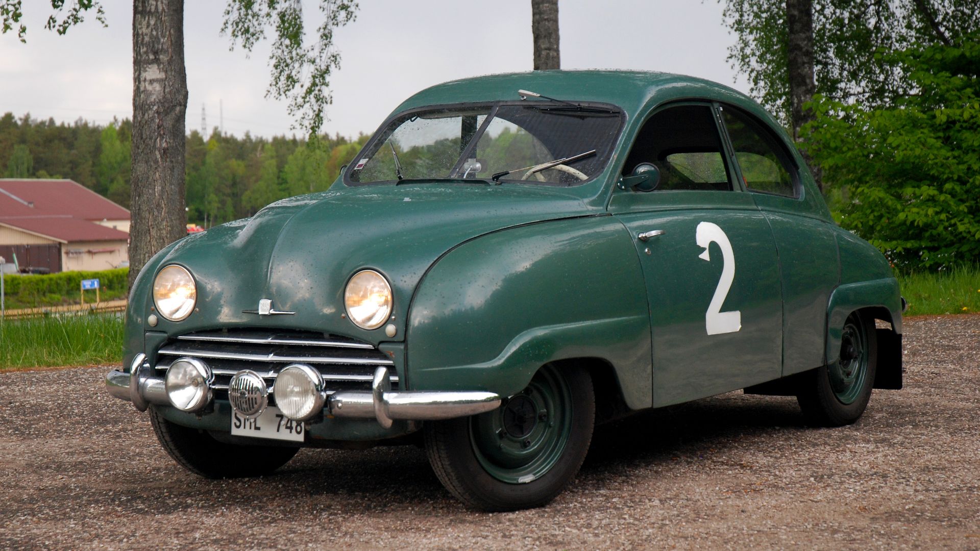 1950 Saab 92 from the Saab Car Museum driven outdoors.