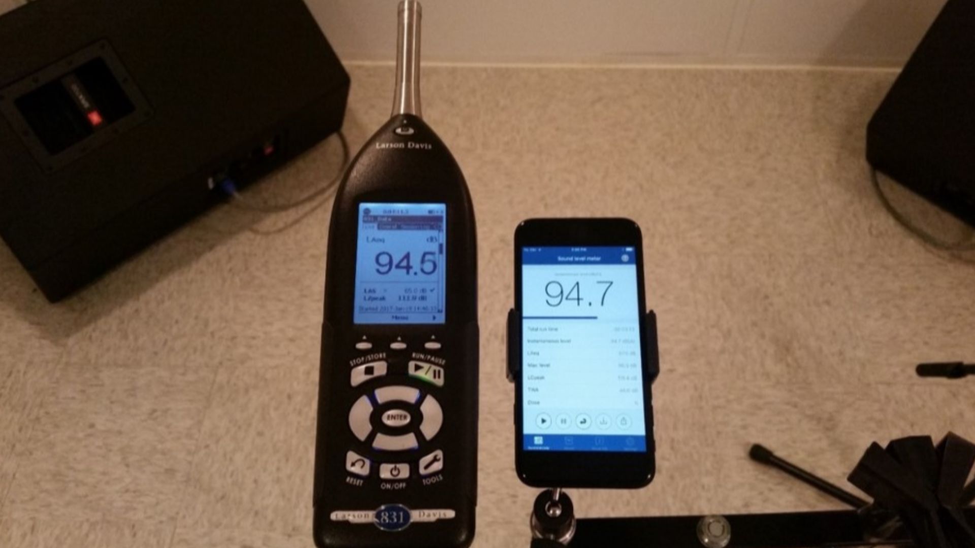 Testing the NIOSH Sound Level Meter app against type 1 sound level meter at the NIOSH acoustics laboratory
