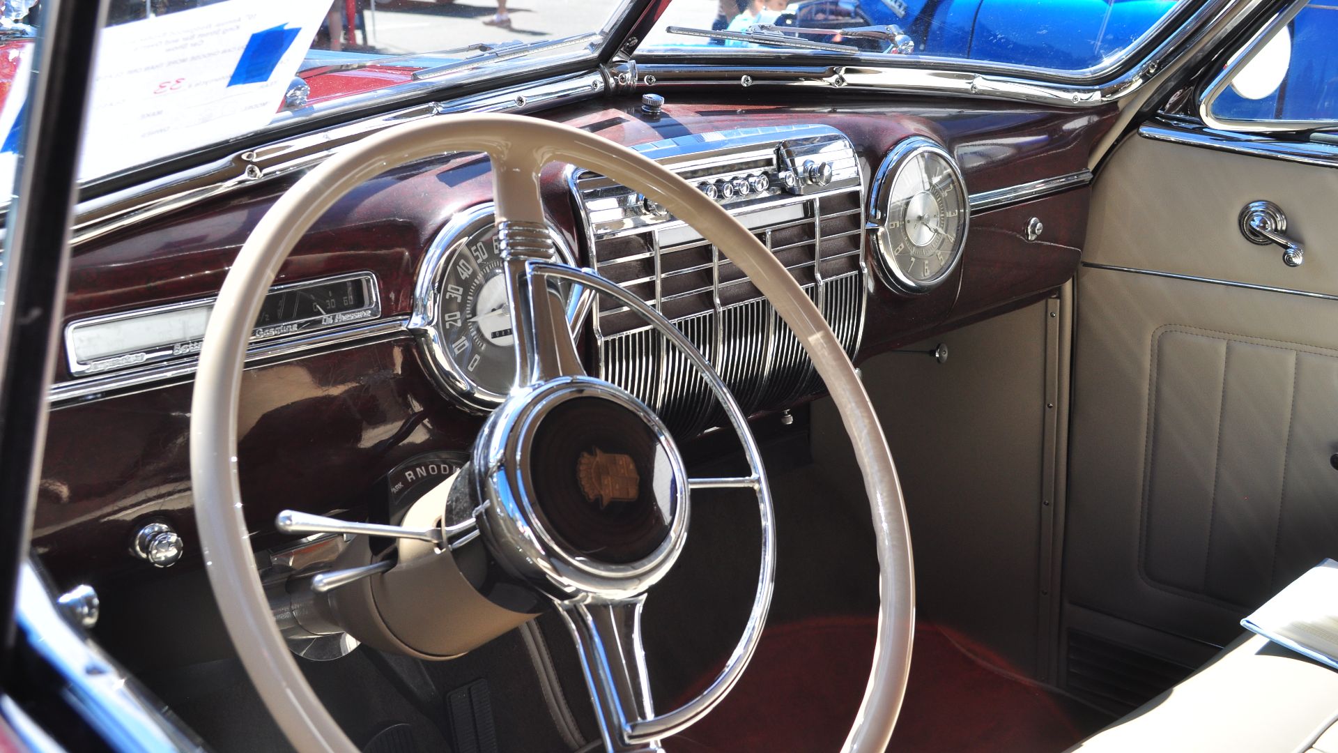 Dashboard, 1941 Cadillac Series 62 on display at 10th Annual Wedgwood Car Show, Wedgwood, Seattle, Washington, U.S.