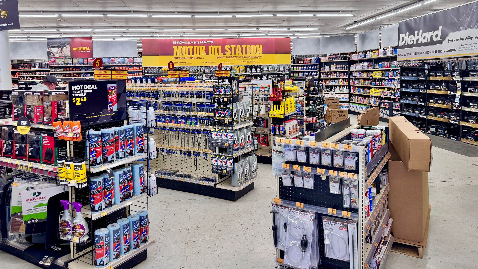 The interior of an Advance Auto Parts store in Murphy, North Carolina