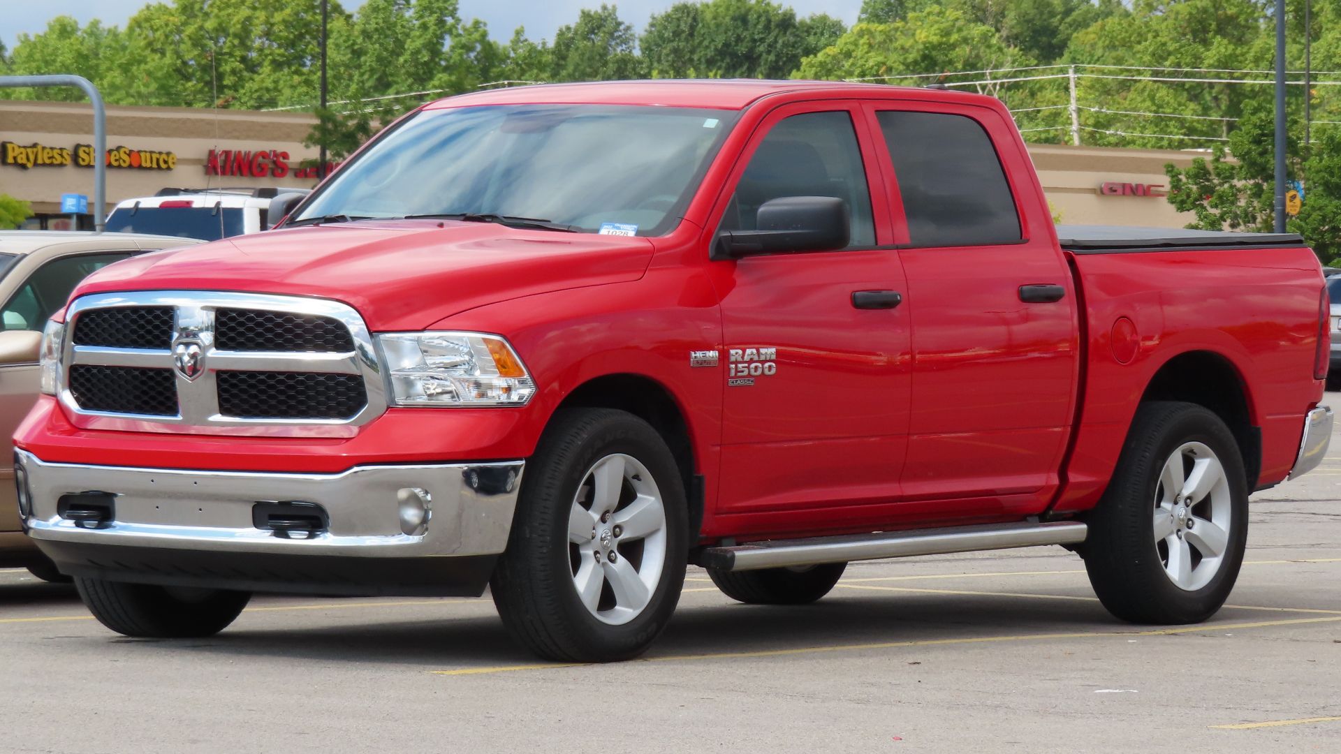 2020 Ram 1500 Classic Tradesman Crew Cab with SXT Package photographed in New Castle, Pennsylvania. Finished in Flame Red.