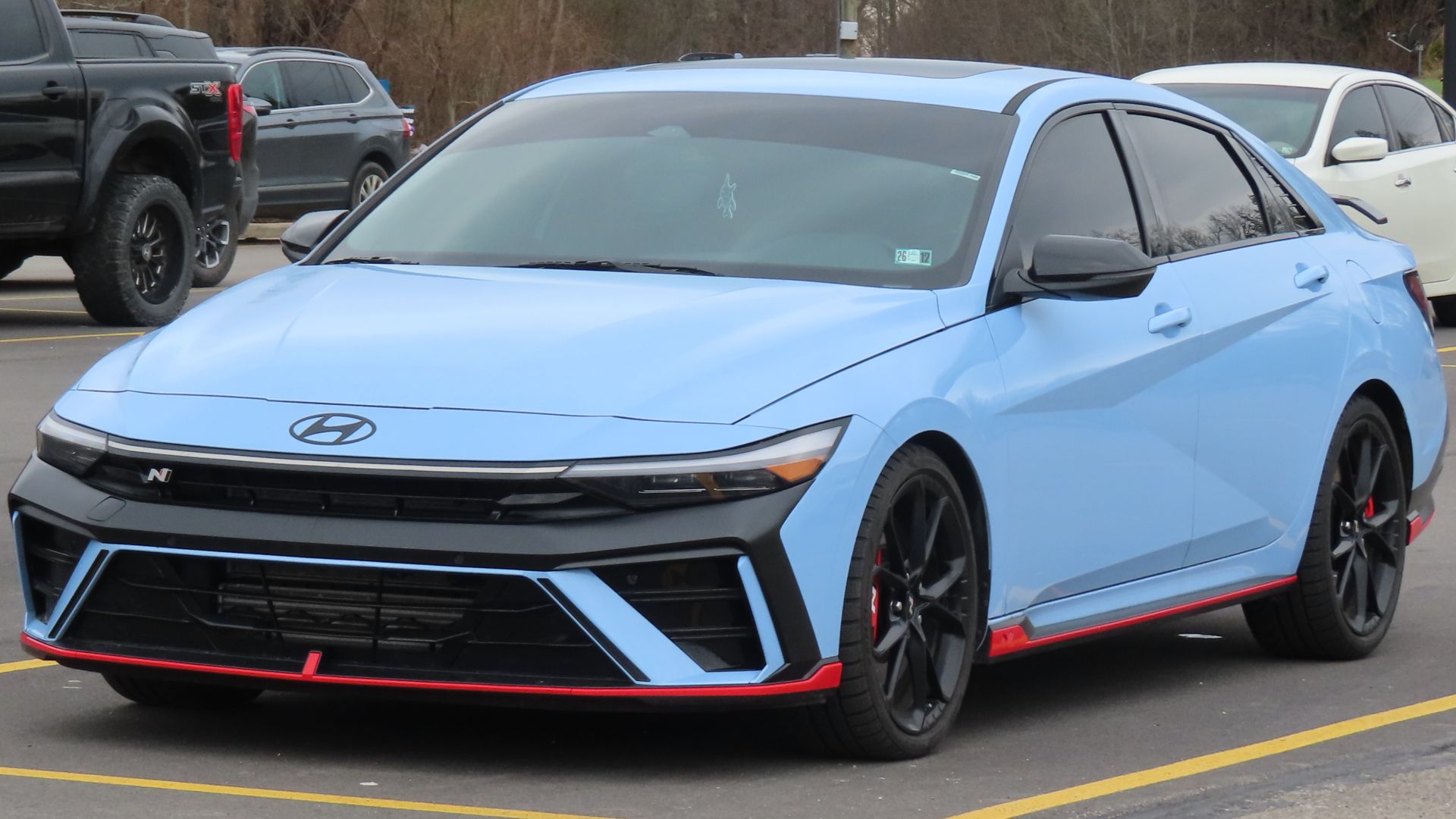 2025 Hyundai Elantra N photographed in New Castle, Pennsylvania. Finished in Performance Blue.